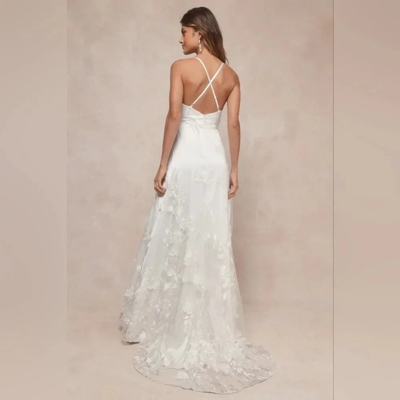 Lulus Profound Elegance Ivory 3D Floral Embroidered Maxi Dress XL Wedding Party - Picture 5 of 14